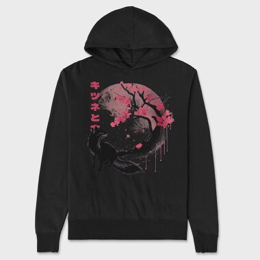 Fox and Sakura Tree, Unisex Men's Hoodie