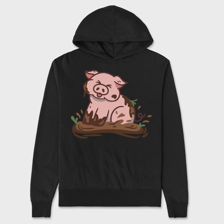 Cute Pig Mud, Unisex Men's Hoodie