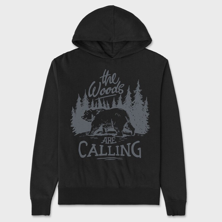 The Woods Are Calling Bear, Unisex Men's Hoodie