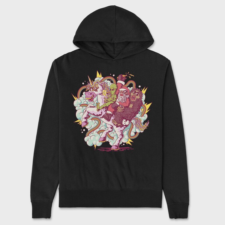 Unicorn Santa Aliens Sasquatch, Unisex Men's Hoodie