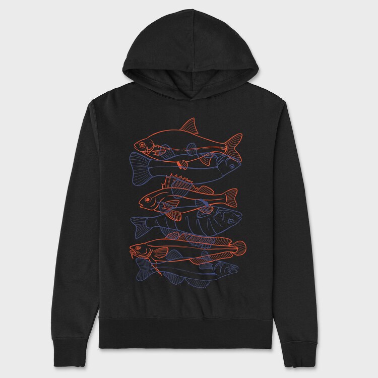Fish Set Color, Unisex Men's Hoodie