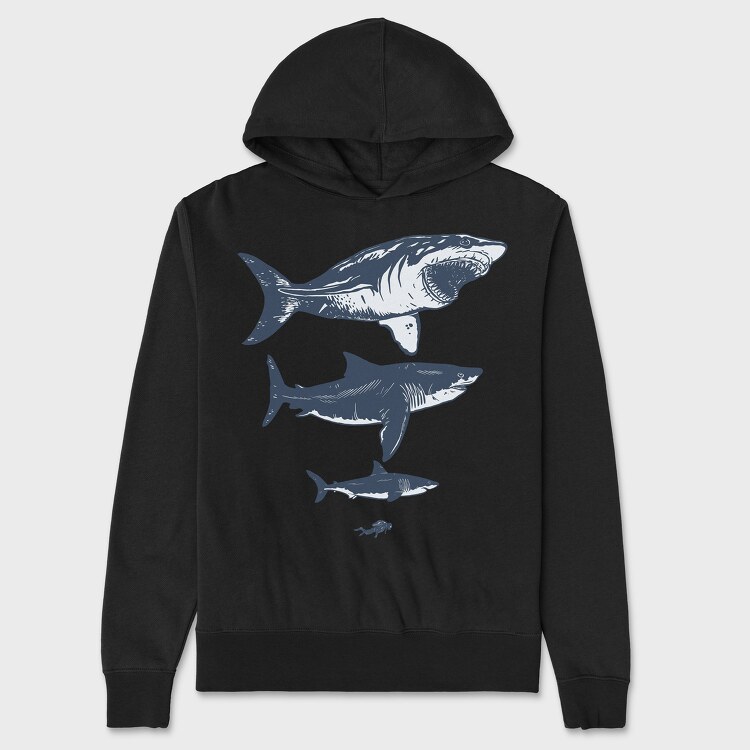 Megalodon Sizes, Unisex Men's Hoodie