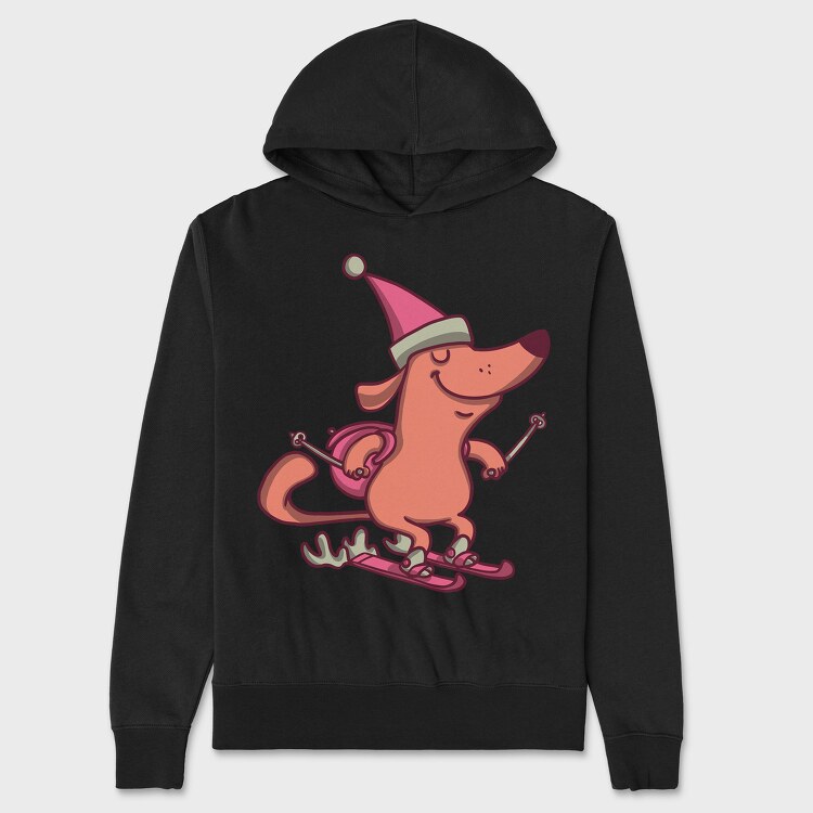 Dog Skiing, Unisex Men's Hoodie