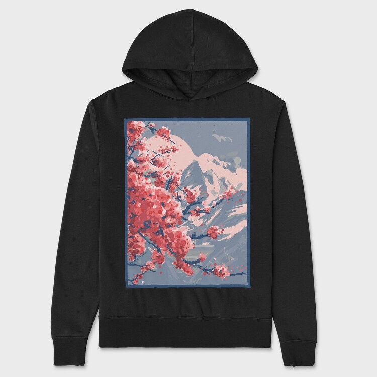 Sakura Mountains Paint, Unisex Men's Hoodie