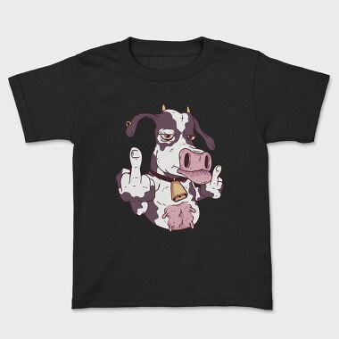 Детска Тениска, Cow Cartoon Middle Finger