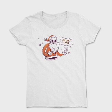 Anti Christmas Vintage Retro Skeleton Santa, Women's T-Shirt