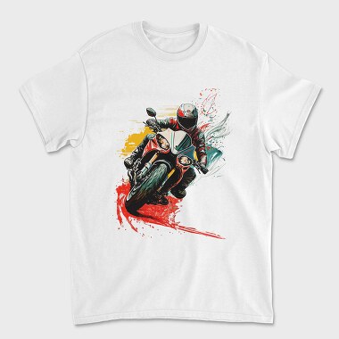 Colorful Explosion Sports Motorcycle Rider, Унисекс Мъжка Тениска