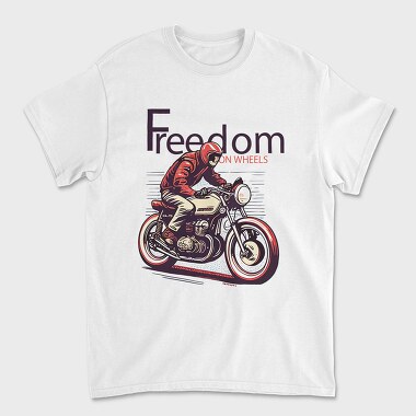 Freedom on Wheels Motorcycle Retro, Unisex Men's T-Shirt