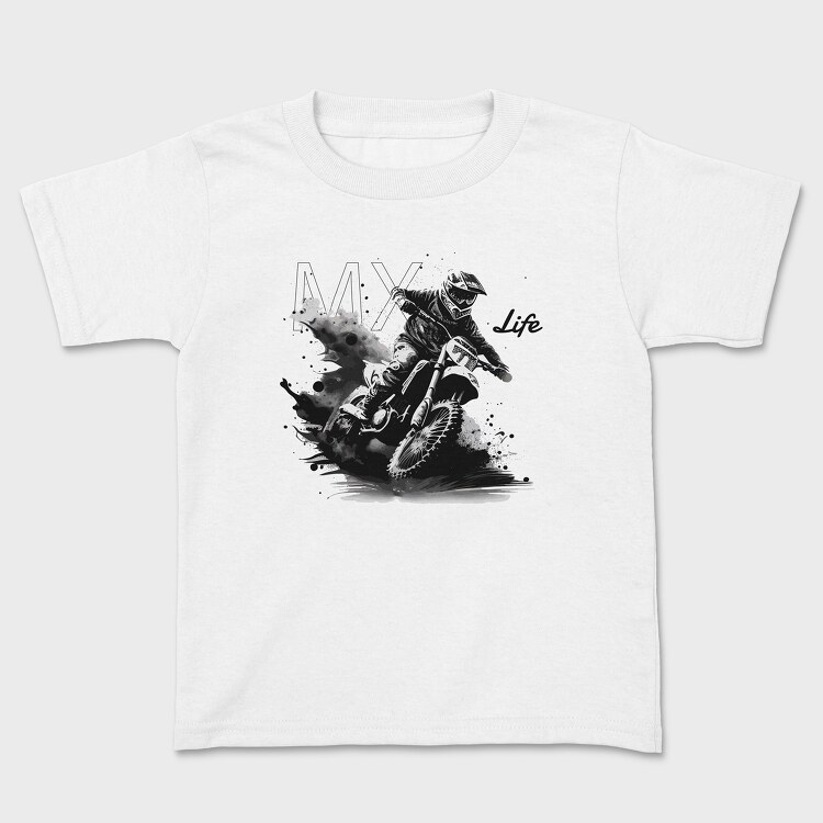Motocross Rider Kicking Up Dirt Mx Life, Kids' T-Shirt