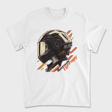 Unisex Men's T-Shirt, Motorcycle Therapy Helmet Artistic