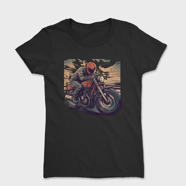 Motorcycle With Comic Rider, Women's T-Shirt