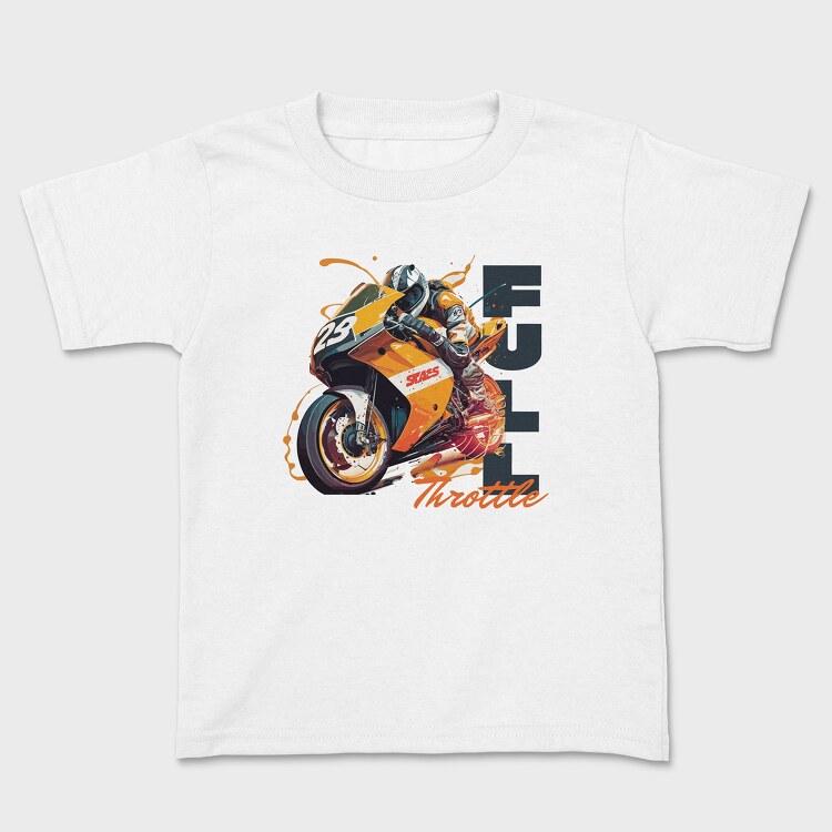 Racing Motorcycle With Rider Full Throttle, Kids' T-Shirt