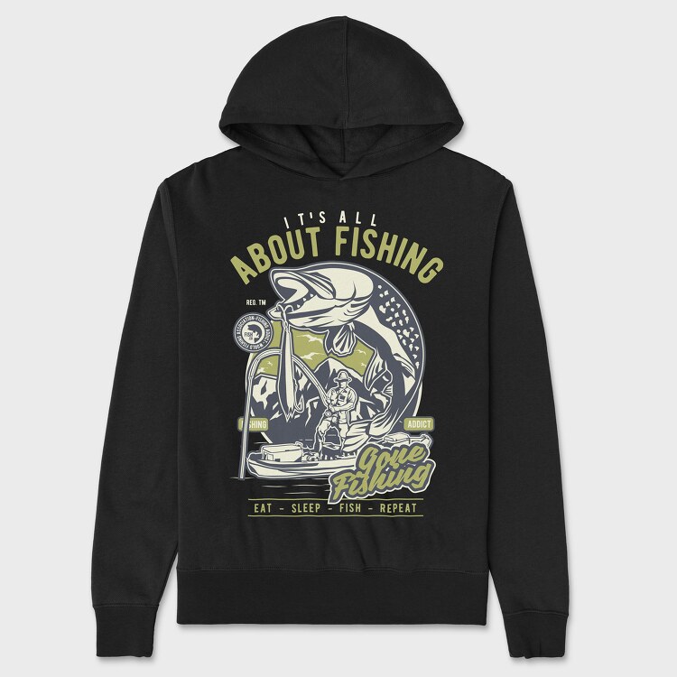 All About Fishing, Unisex Men's Hoodie