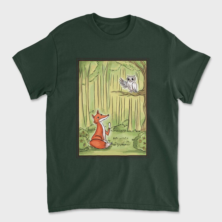 Cute Fox And Owl, Unisex Men's T-Shirt
