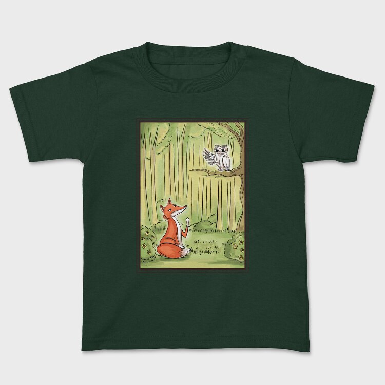 Cute Fox And Owl, Детска Тениска