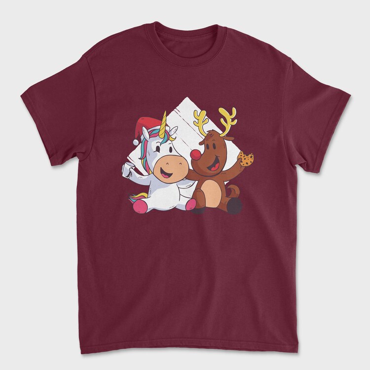 Unicorn Deer Christmas, Унисекс Мъжка Тениска