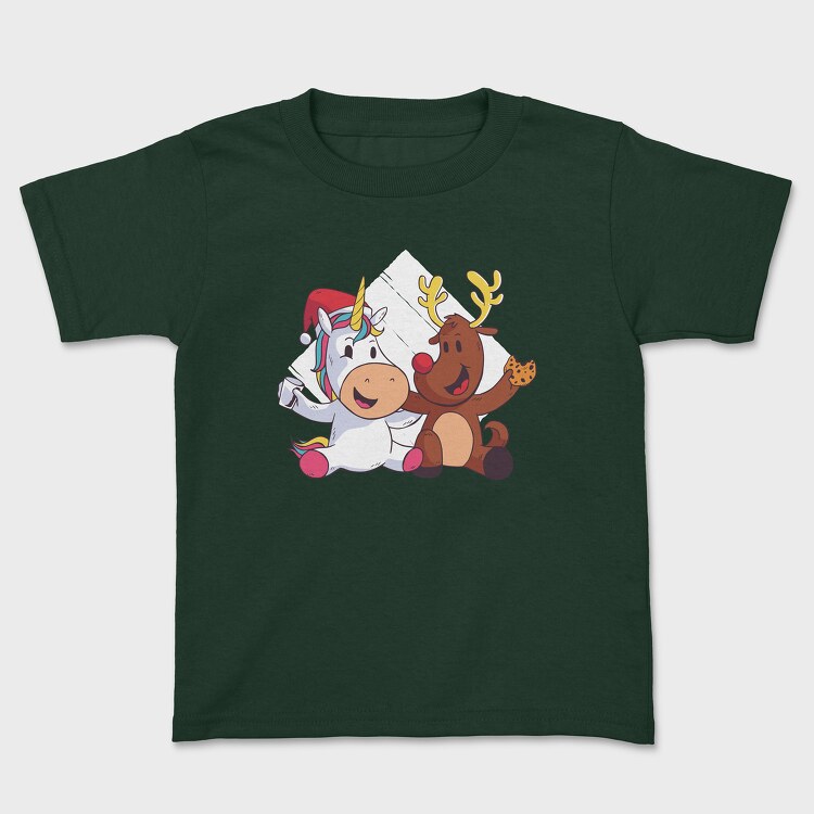 Unicorn Deer Christmas, Kids' T-Shirt