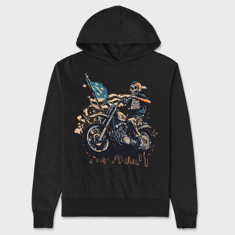 American Flag Skeleton Motocross Motorcycle, Унисекс Мъжко Суичър