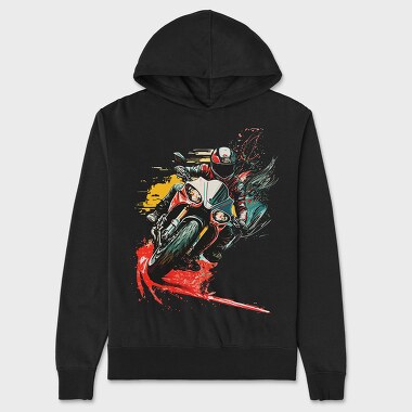 Colorful Explosion Sports Motorcycle Rider, Unisex Men's Hoodie