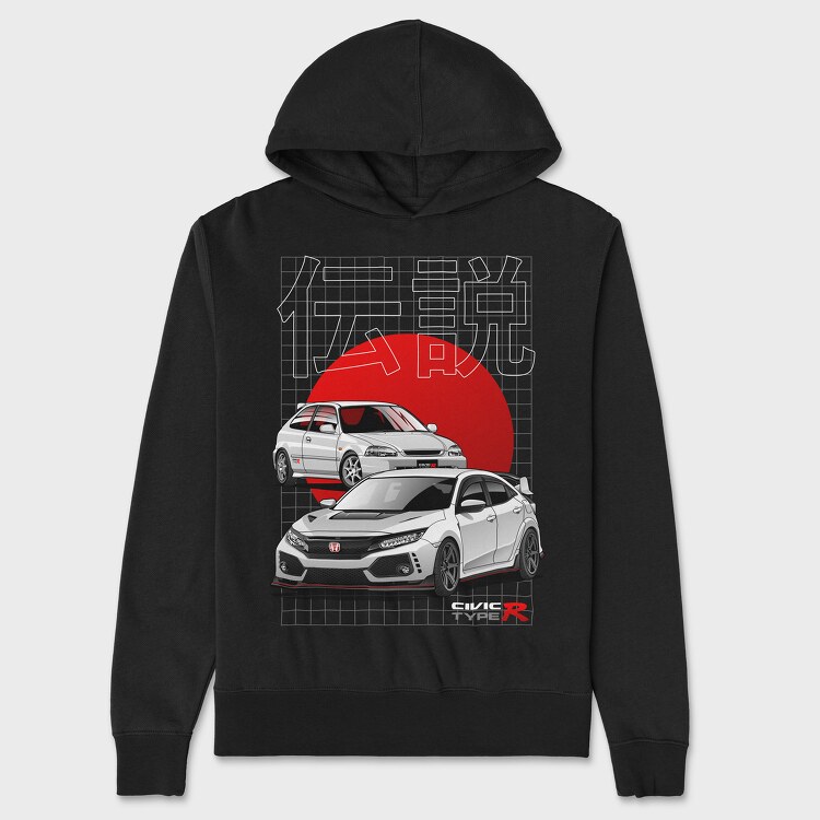 Honda Civic type R, Unisex Men's Hoodie