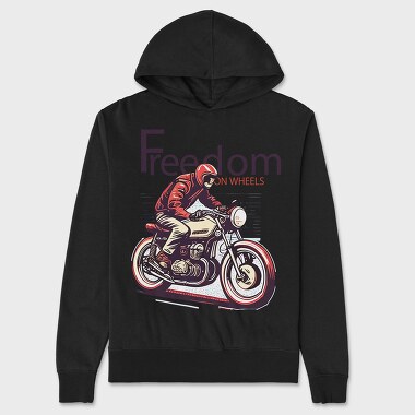 Freedom on Wheels Motorcycle Retro, Unisex Men's Hoodie