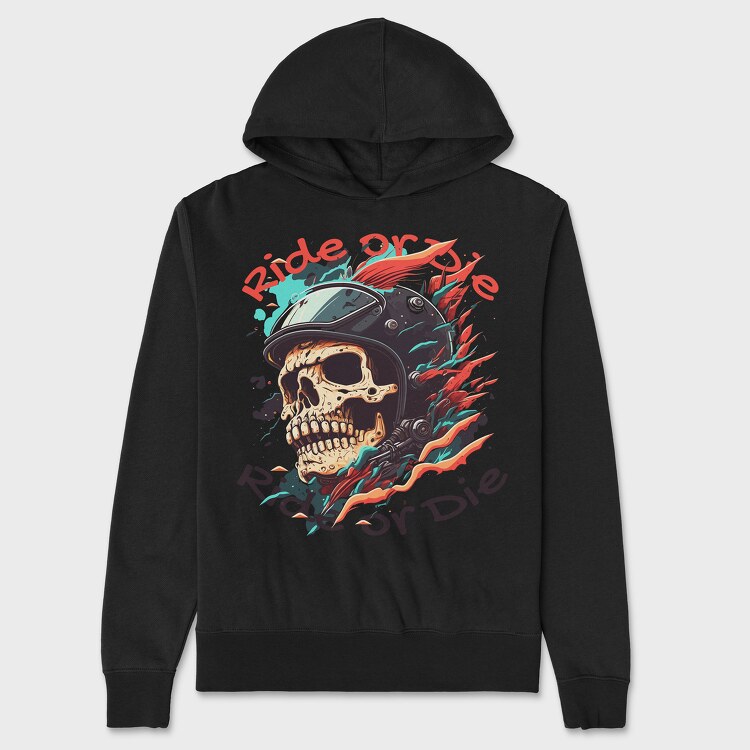 Motorcycle Helmet Skull Ride or Die, Unisex Men's Hoodie