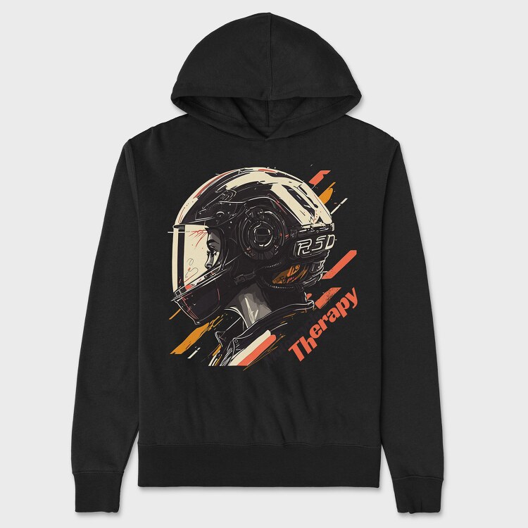 Motorcycle Therapy Helmet Artistic, Unisex Men's Hoodie
