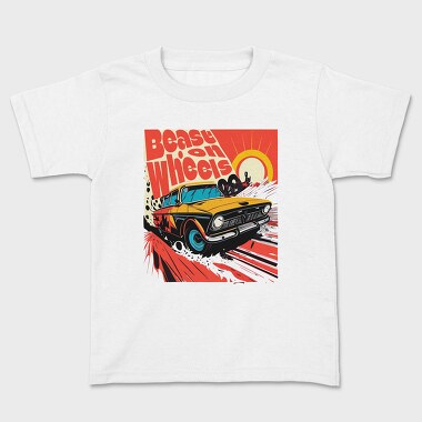 Beast on Wheels Hot Road Cars Comic, Kids' T-Shirt