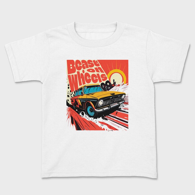 Beast on Wheels Hot Road Cars Comic, Kids' T-Shirt