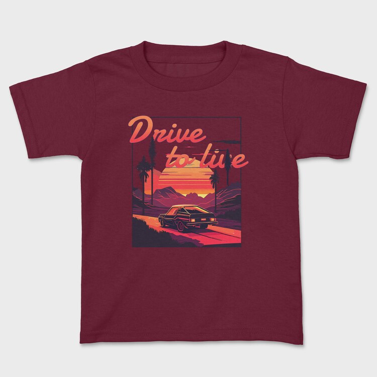 Car on Scenic Road Beautiful Sunset, Kids' T-Shirt