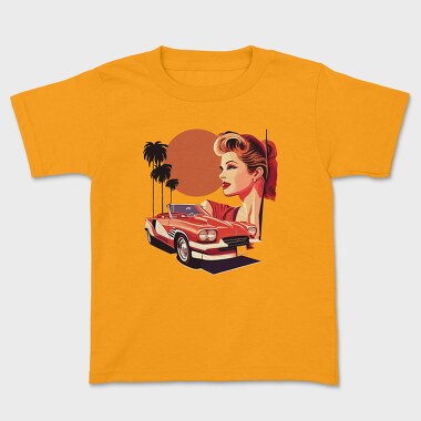 Classic Car Convertible Girl Trees, Kids' T-Shirt