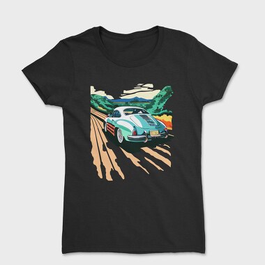 Classic Car Trees Landscape Retro, Women's T-Shirt