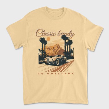 Classic Sports Car Road Mountains Palm Vintage, Unisex Men's T-Shirt