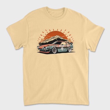 Custom Car Winged Sunset Mountain Manga, Unisex Men's T-Shirt