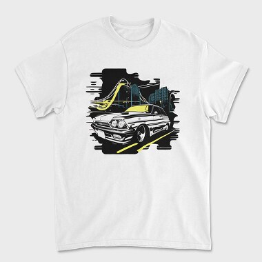 Unisex Men's T-Shirt, Custom Classic Car City Night Roaming