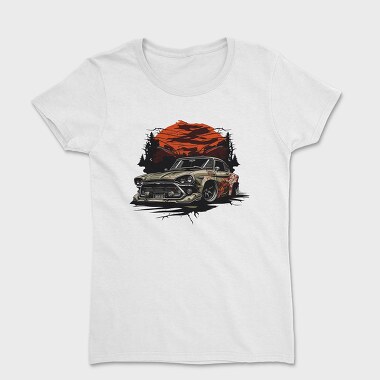 Custom Classic Car Sunset Clouds Trees, Women's T-Shirt