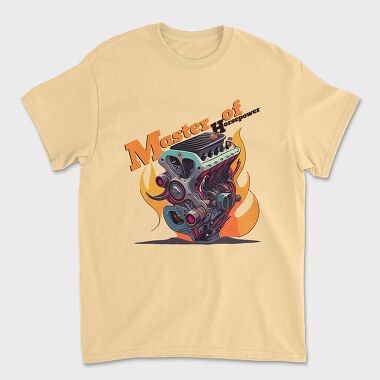 Custom Motorcycle Engine Flames Master of Horsepower, Unisex Men's T-Shirt