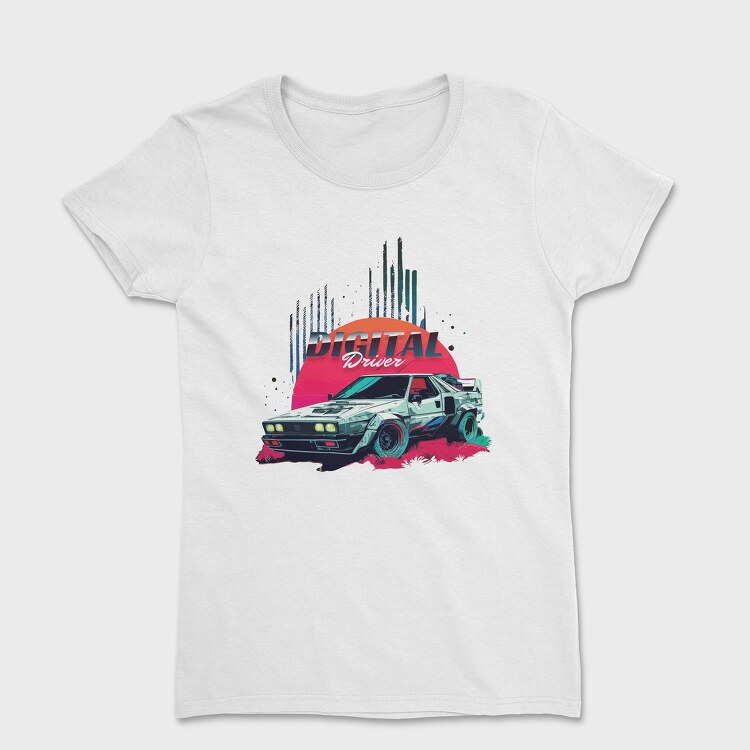 Digital Driver Futuristic Car Vaporwave, Women's T-Shirt