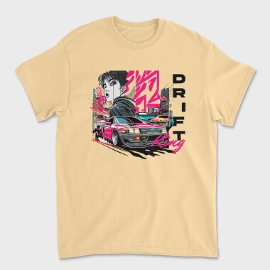 Unisex Men's T-Shirt, Drift King Japanese Car Manga