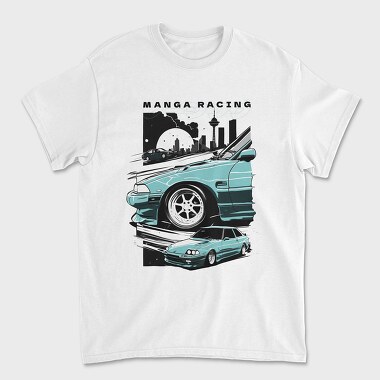 Унисекс Мъжка Тениска, Drifting Japanese Cars Customized Moon City