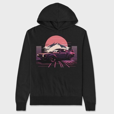 Japanese Retro Car Mountain, Unisex Men's Hoodie