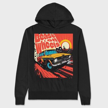 Unisex Men's Hoodie, Beast on Wheels Hot Road Cars Comic
