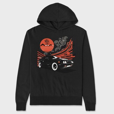 Futuristic Car Lines Mountains, Unisex Men's Hoodie