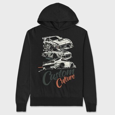 Custom Culture Japanese Customized Cars White, Unisex Men's Hoodie