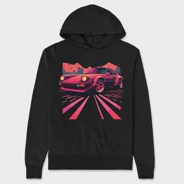 Synthwave Supercar Classic Sports Car Vaporwave, Unisex Men's Hoodie