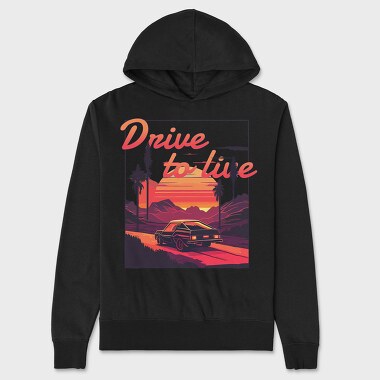 Car on Scenic Road Beautiful Sunset, Unisex Men's Hoodie