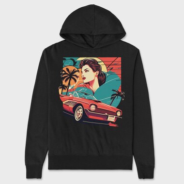 Iconic Vintage Convertible With Girl in Nature, Unisex Men's Hoodie