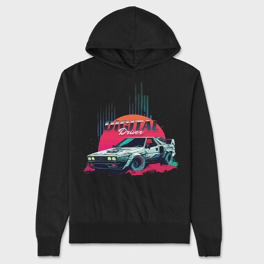 Digital Driver Futuristic Car Vaporwave, Унисекс Мъжко Суичър
