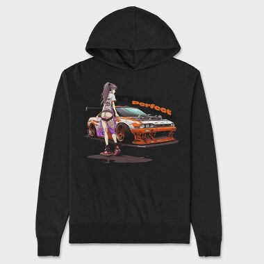 Personalized Car Girl Manga, Unisex Men's Hoodie