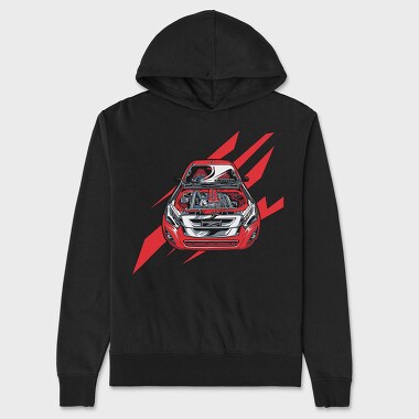 Motor Detail Red Car, Unisex Men's Hoodie